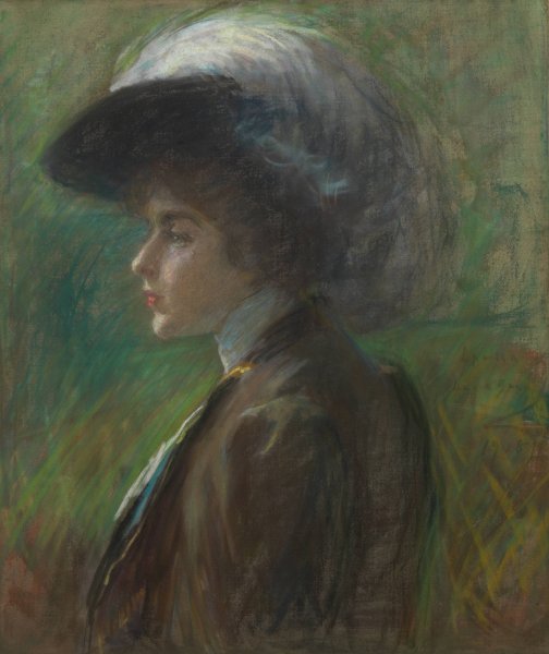 The Feathered Hat  by Alice Pike Barney - Hand-Painted Oil Painting Reproduction