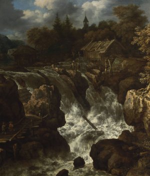 Landscape with a waterfall by Allaert Van Everdingen Oil Painting