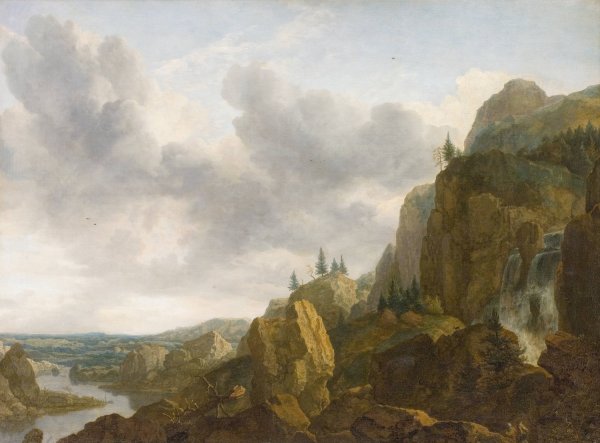 Main Product Photo of Northern Mountain Landscape with Waterfall  Painting by Allaert Van Everdingen