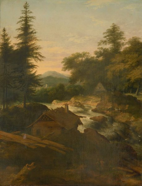 Main Product Photo of River Landscape With Cottage Painting by Allaert Van Everdingen
