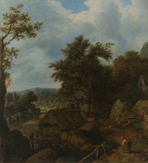 Swedish Landscape with a Water Mill by Allaert Van Everdingen Oil Painting