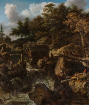 Swedish Landscape with a Waterfall by Allaert Van Everdingen Oil Painting