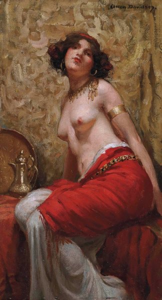 Seated Odalisque by Allan Douglas Davidson - Hand-Painted Oil Painting Reproduction