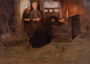 A Death-Bed in Brittany by Allan Osterlind Oil Painting