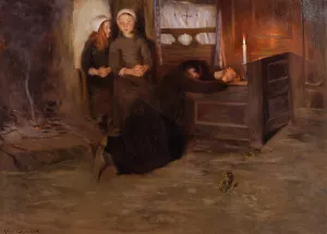 A Death-Bed in Brittany by Allan Osterlind Oil Painting