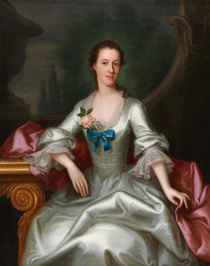 Portrait Of A Lady In An Elegant Dress by Allan Ramsay Oil Painting