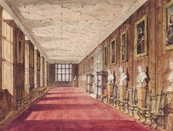 The Gallery, Aston Hall  by Allen Edward Everitt - Hand-Painted Oil Painting Reproduction