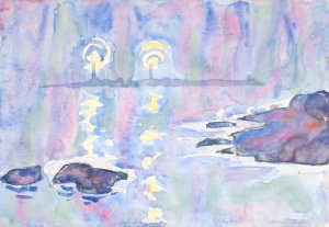 Watercolor No. 73, Blue And Lavender by Allen Tucker Oil Painting