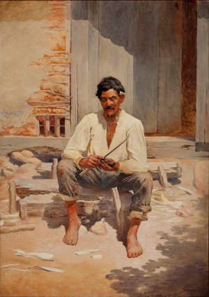 Caipira Cutting Tobacco by Almeida Junior Oil Painting