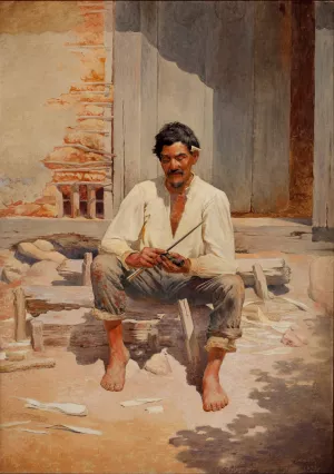 Caipira Cutting Tobacco by Almeida Junior Oil Painting