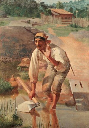 Interrupted Whetting by Almeida Junior Oil Painting