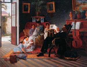 Scene Of Adolfo Pinto's Family by Almeida Junior Oil Painting