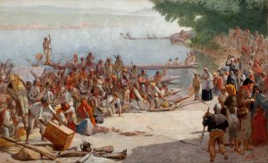Study for 'Departure of the Moncao' by Almeida Junior Oil Painting