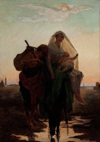 Study for 'Flight of the Holy Family to Egypt' by Almeida Junior - Hand-Painted Oil Painting Reproduction