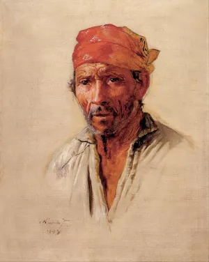 Study Of Caipira's Head by Almeida Junior Oil Painting