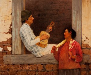 The Guitar Player by Almeida Junior Oil Painting