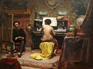 The model at rest by Almeida Junior Oil Painting