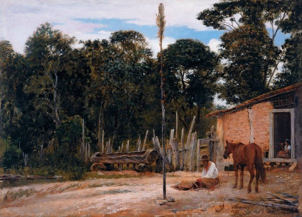 Tightening the Saddle by Almeida Junior - Hand-Painted Oil Painting Reproduction