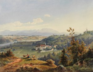 Ansicht von Kloster Schaftlarn by Alois Flad Oil Painting