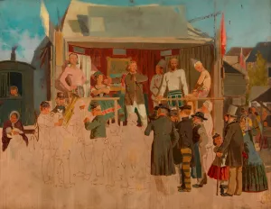 Die Zirkusbude by Alois Greil Oil Painting