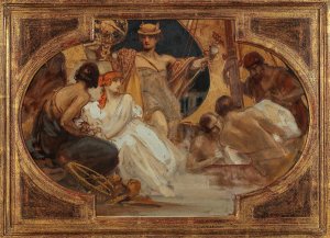 Allegory, ceiling sketch II by Alois Hans Schram Oil Painting