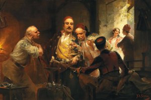 At the bladesmith's by Alois Hans Schram Oil Painting
