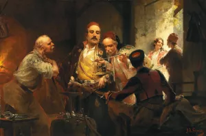 At the bladesmith's by Alois Hans Schram Oil Painting
