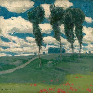 Spring Landscape With Poplar Trees by Alois Kalvoda Oil Painting