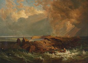 Meeresbrandung An Einer Felsigen Kustenlandschaft by Alois Kirnig Oil Painting