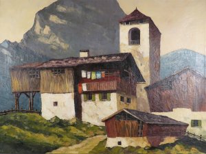 Tiroler Bergdorf by Alois Pfund Oil Painting
