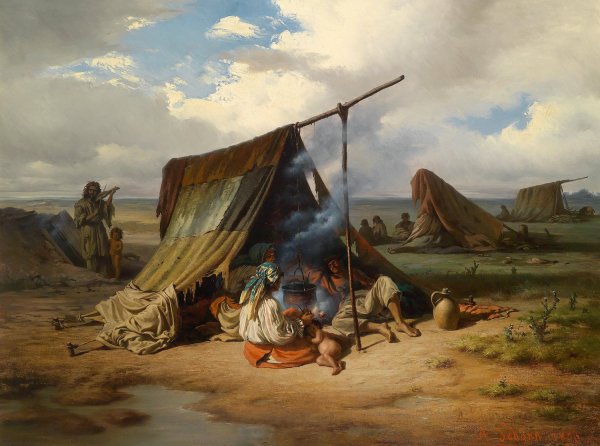 Lagernde Zigeuner  by Alois Schonn - Hand-Painted Oil Painting Reproduction