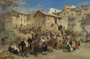 Market In Sarajevo by Alois Schonn Oil Painting