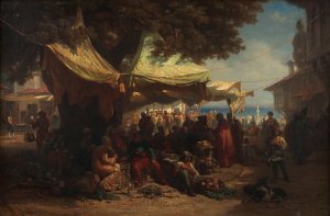 Markt von Konstantinopel by Alois Schonn Oil Painting