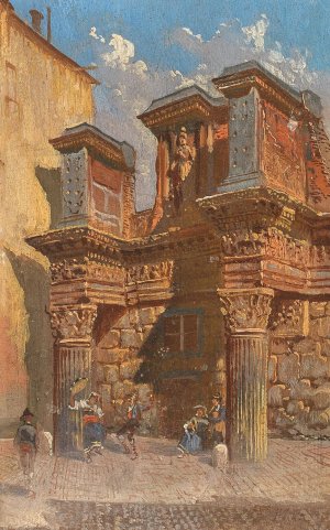 Rome, Columns in Torre dei Conti by Alois Schonn Oil Painting