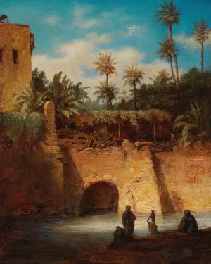 Water Carriers By The Mill Oil painting by Alois Schonn