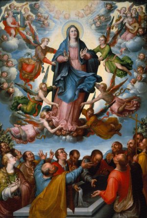 The Assumption Of The Virgin by Alonso Lopez De Herrera Oil Painting