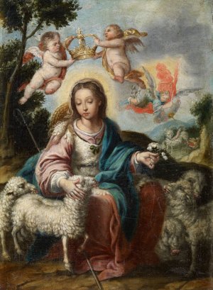 Divine Shepherdess by Alonso Miguel De Tovar Oil Painting