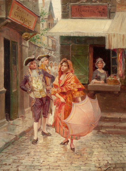 Parisian Gallantry  by Alonzo Perez - Hand-Painted Oil Painting Reproduction