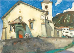 Valaisan Church Oil painting by Aloys Hugonnet