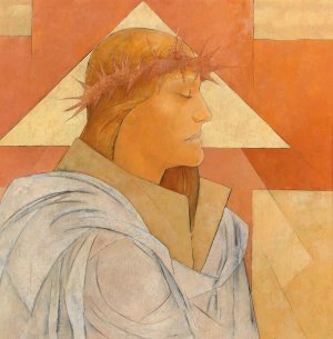 Christ With Crown Of Thorns And Triangular Halo by Aloys Wach Oil Painting