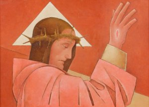 Christus mit Dornenkrone segnend by Aloys Wach Oil Painting