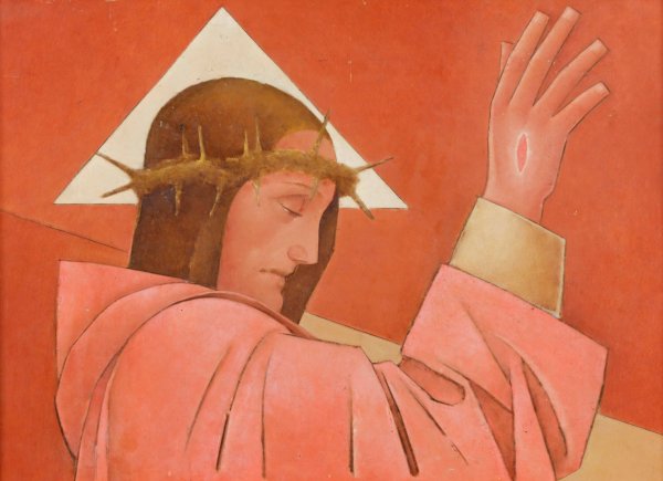 Main Product Photo of Christus mit Dornenkrone segnend Painting by Aloys Wach