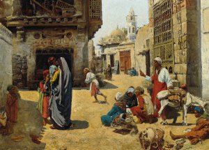 Cairo street scene by Alphons Leopold Mielich Oil Painting