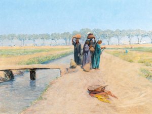 Fellahin, Motif on the Road to Giza near Cairo by Alphons Leopold Mielich Oil Painting