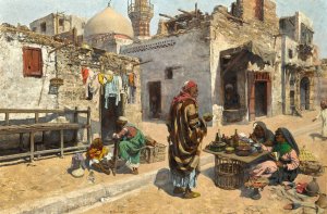 Offering Refreshment, Cairo by Alphons Leopold Mielich Oil Painting