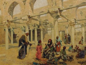 Schule in Benassa by Alphons Leopold Mielich Oil Painting