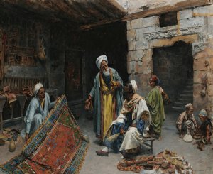 The Carpet Merchant by Alphons Leopold Mielich Oil Painting