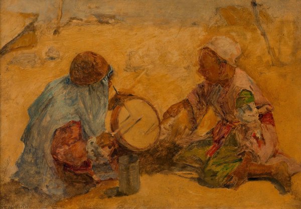 Main Product Photo of Trommelnde Marokkanerbuben  Painting by Alphons Leopold Mielich