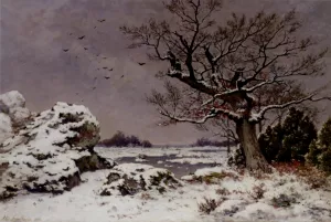 A Winter's Day by Alphonse Asselbergs Oil Painting
