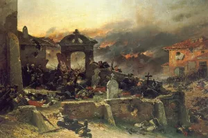 The Cemetery at St. Privat by Alphonse De Neuville - Oil Painting Reproduction